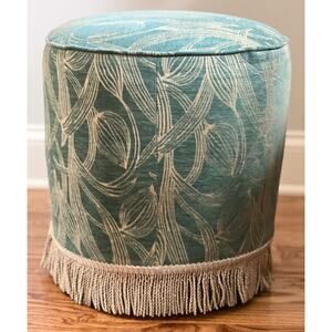 Gubi Pouffe Ottoman Stool Pouf Upholstered with Fringe Designer 15”